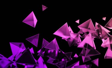 Çokgen şekiller uçan 3d render soyut