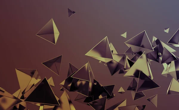 Rendering 3D astratto di forme poligonali volanti — Foto Stock