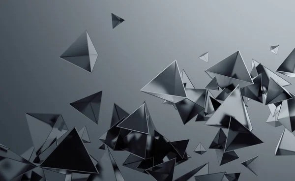 Abstract 3D Rendering of Flying Polygonal Shapes — Stock Photo, Image