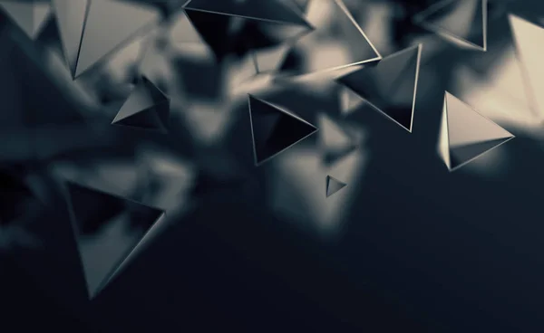Abstrakte 3D-Darstellung von fliegenden polygonalen Formen — Stockfoto