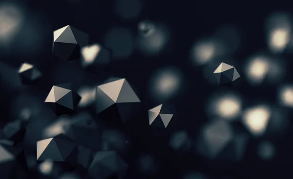 Abstrakte 3D-Darstellung von fliegenden polygonalen Kugeln — Stockfoto