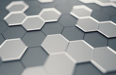 Altıgen yanarak bahislerin doğru ile yüzey soyut 3d render.