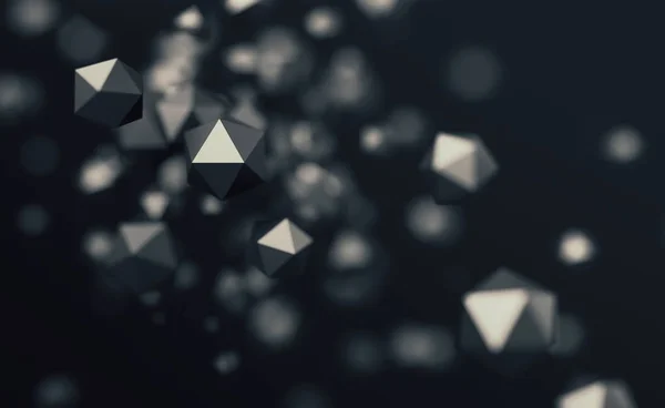 Абстрактная 3D-рендеринг летающих многоугольных сфер — стоковое фото