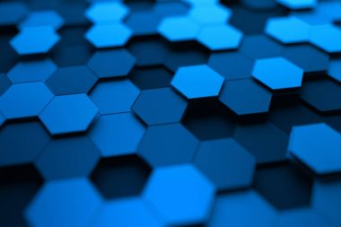 Altıgen yanarak bahislerin doğru ile yüzey soyut 3d render.