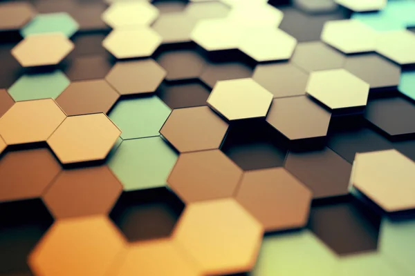 Rendu 3D abstrait de surface avec hexagones . — Photo
