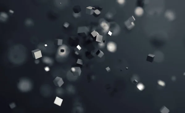 Абстрактная трехмерная визуализация летающих кубиков . — стоковое фото