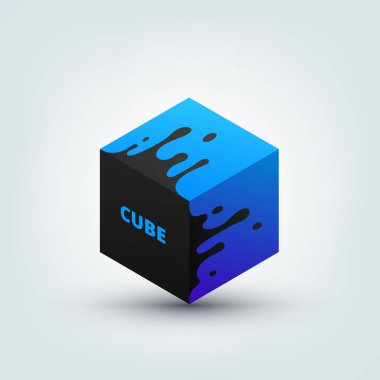 Soyut renkli 3d küp vektör çizim