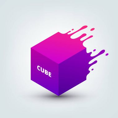 Soyut renkli 3d küp vektör çizim