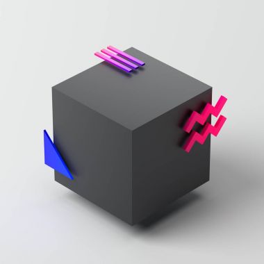 Geometrik şekillerin soyut 3d canlandırması.