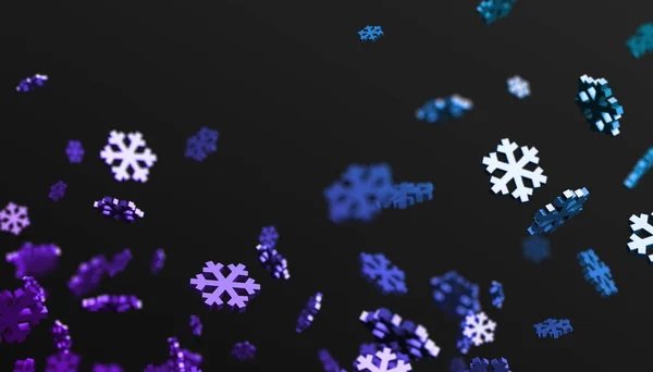 Renderização 3D abstrata de flocos de neve voadores — Fotografia de Stock