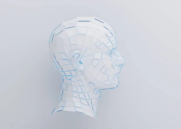 Abstrakt 3D Render av Polygonal mänskligt ansikte — Stockfoto