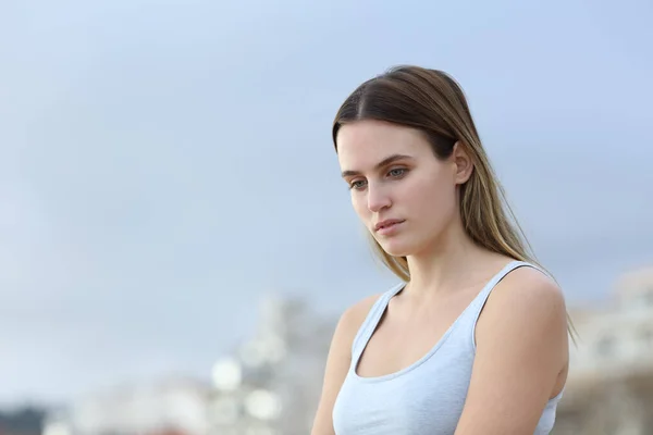 Sad Woman Complaining Looking Street — Stock Photo, Image