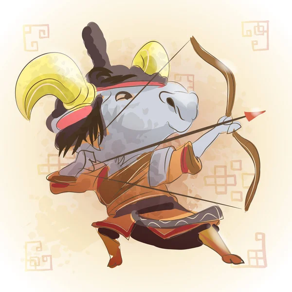 Chinese Zodiac Animal Cartoon Goat Hand Drawn Character Vector Design — Stock Vector