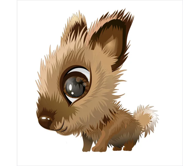 Pequeno Coelho Bonito Com Olhos Enormes Personagem Desenhos Animados Ilustração —  Vetores de Stock
