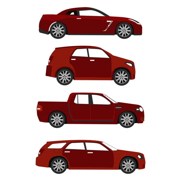 Set of red cars — Stock Vector