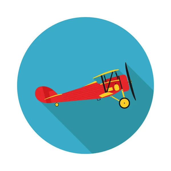 Plano icono avión biplano — Vector de stock