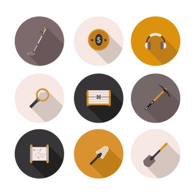 set düz simgeler hazine avcısı