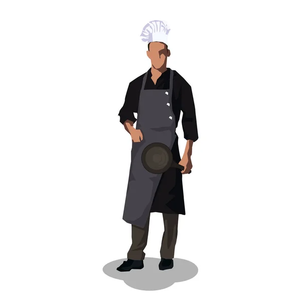 Illustration plate du chef avec poêle à frire — Image vectorielle