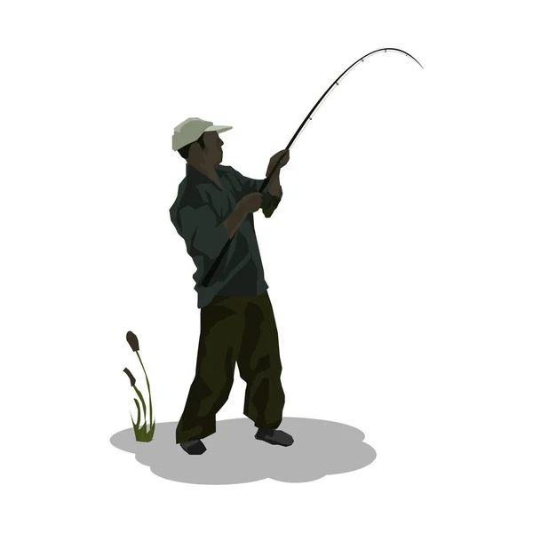 Illustration plate d'un pêcheur — Image vectorielle