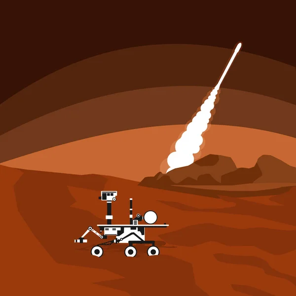 火星上的流浪者的平例证 — 图库矢量图片
