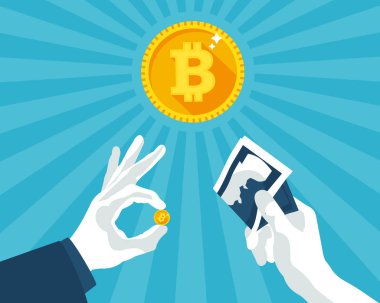 bitcoins karşılığında para düz çizimi