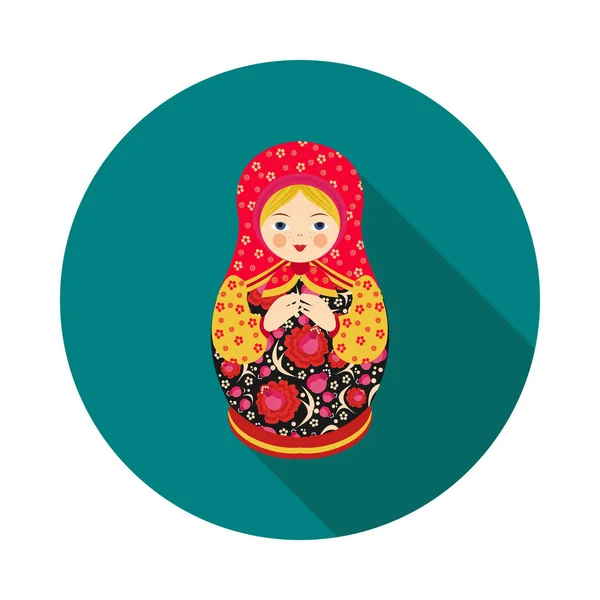 Plana russo matryoshka brinquedo ícone — Vetor de Stock