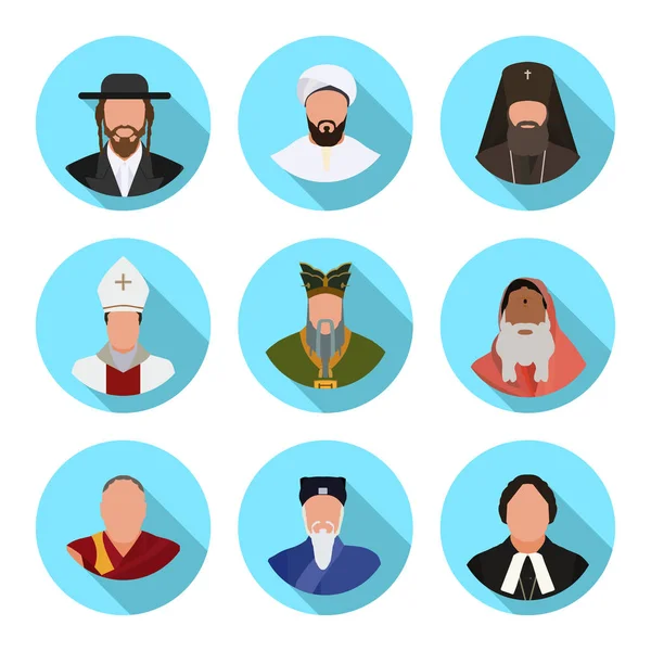 Ensemble d'icônes plates représentants des confessions religieuses dans le monde — Image vectorielle