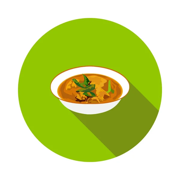 Icono de pollo al curry plano — Vector de stock