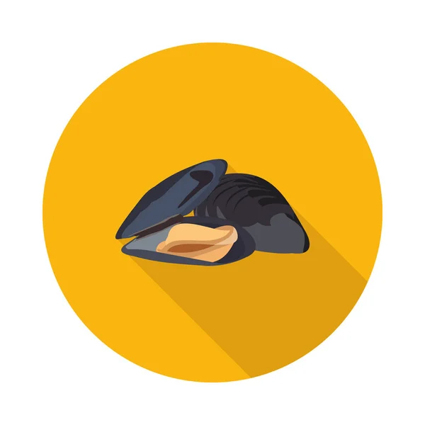 Icono plano de los mejillones marinos — Vector de stock