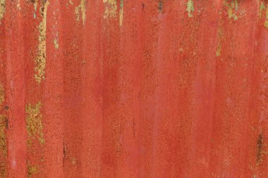 Kırmızı boyalı paslı teneke doku, eskimiş arkaplan veya arkaplan