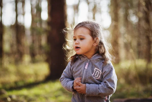 Chica en un paseo por el bosque —  Fotos de Stock