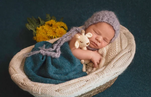 Sleeping newborn boy — Stock Photo, Image