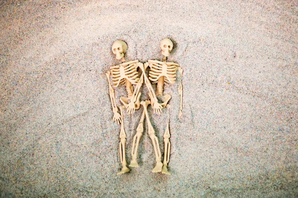 Figure Deux Squelettes Trouve Dans Sable — Photo