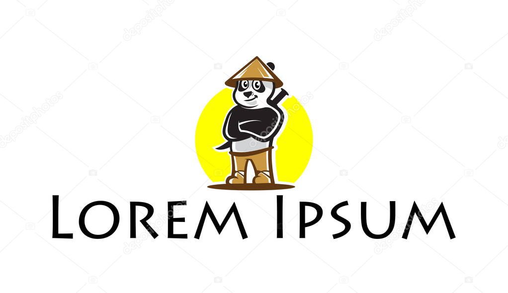 Samurai panda bear icon
