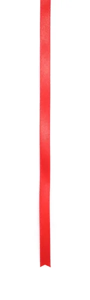 Shiny Red Satin Ribbon Isolated White Background — Stock Photo, Image