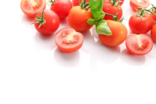 Red Ripe Cherry Tomatoes White Background — Stock Photo, Image