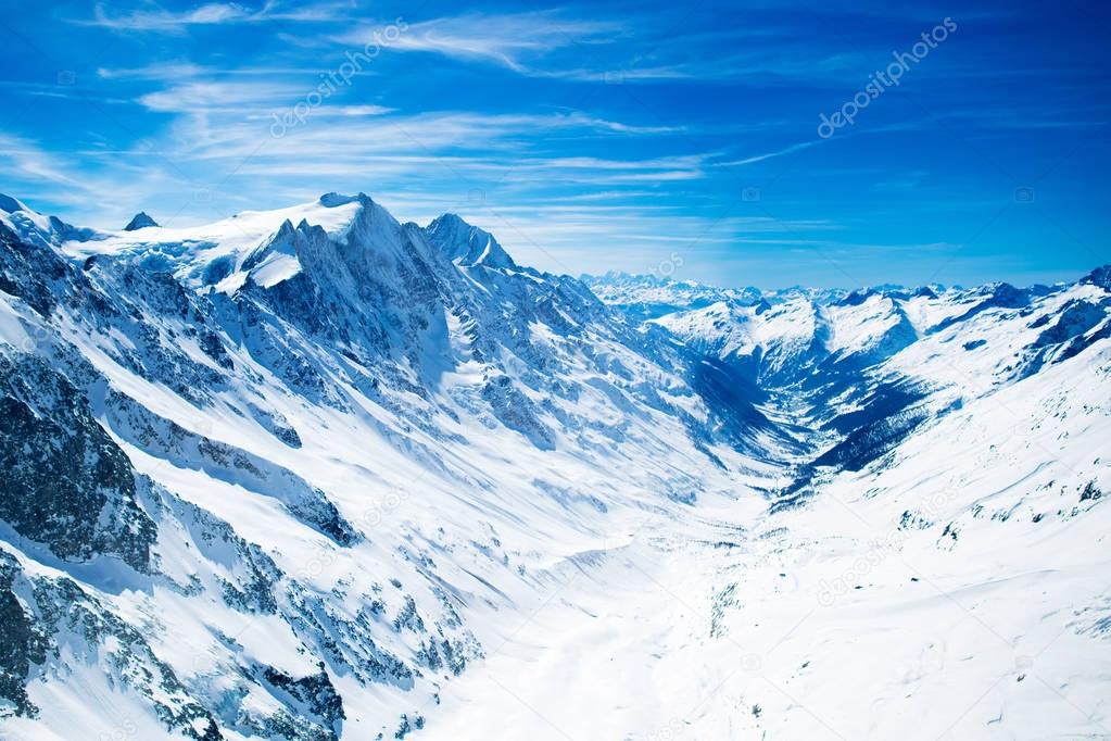 Aerial view of Swiss Alps