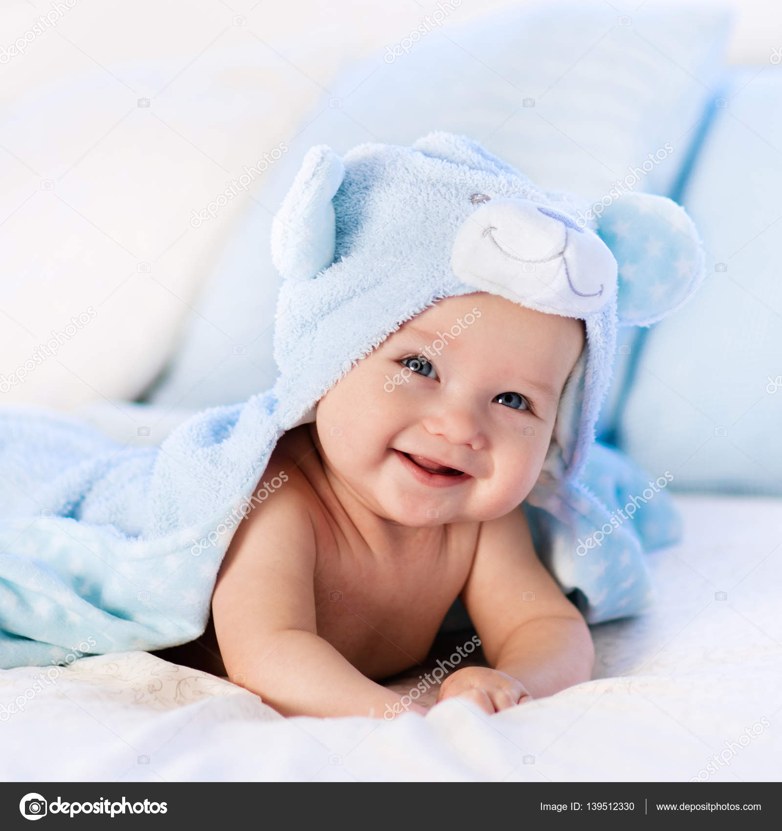 baby after bath towel