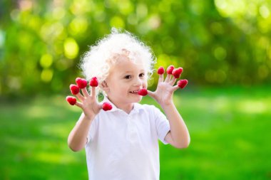 Malzeme çekme ve ahududu yaz aylarında yemek çocuk