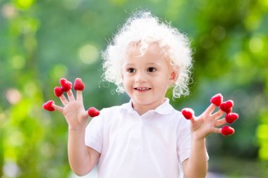 Malzeme çekme ve ahududu yaz aylarında yemek çocuk