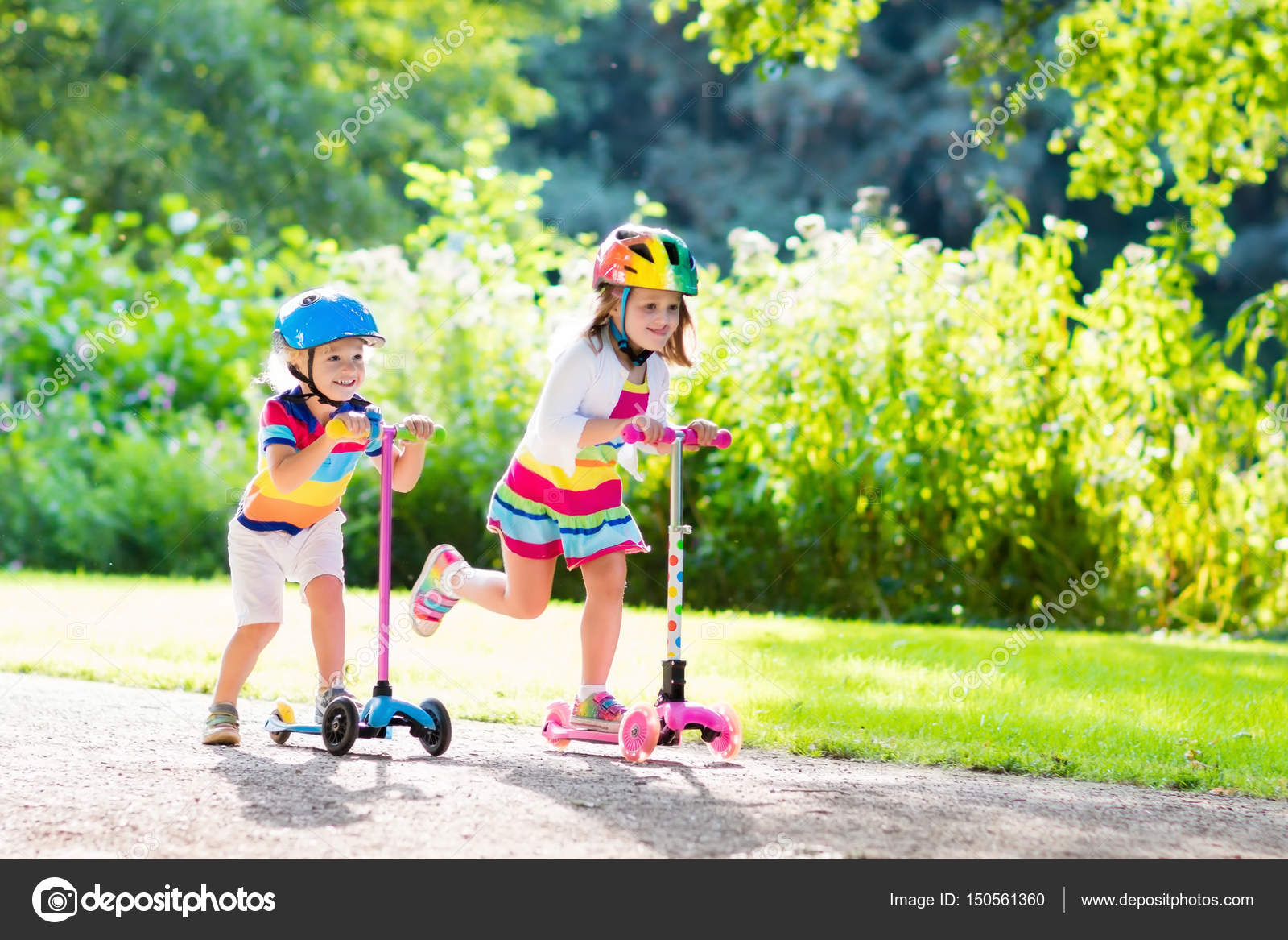 child riding scooter