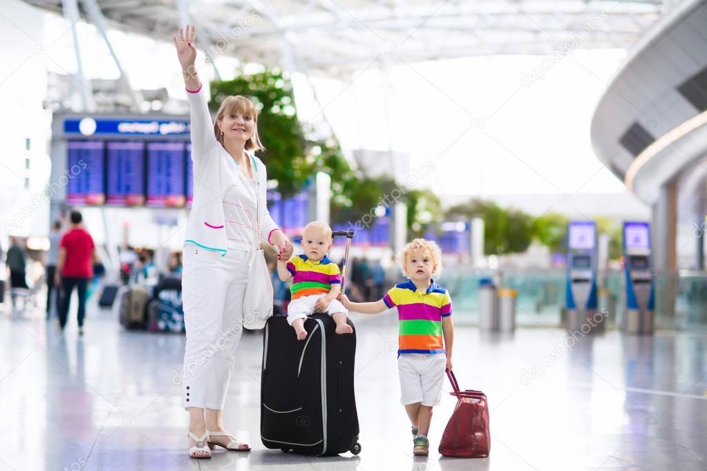 Family at airport before flight