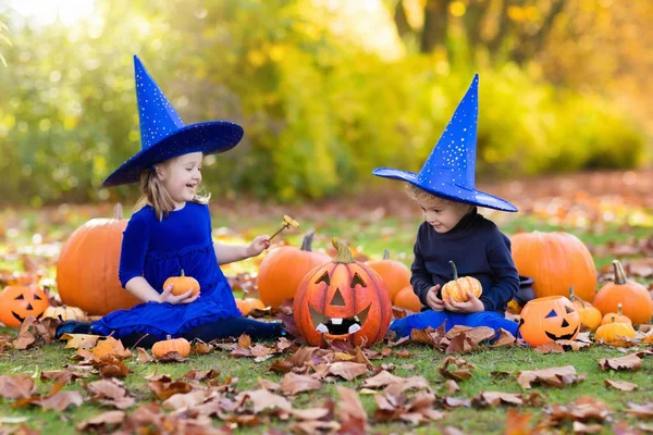 カボチャのハロウィーンの衣装の子どもたち — ストック写真