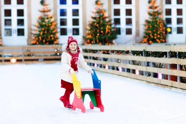 Kids ice skating in winter. Ice skates for child. — Stock Photo, Image