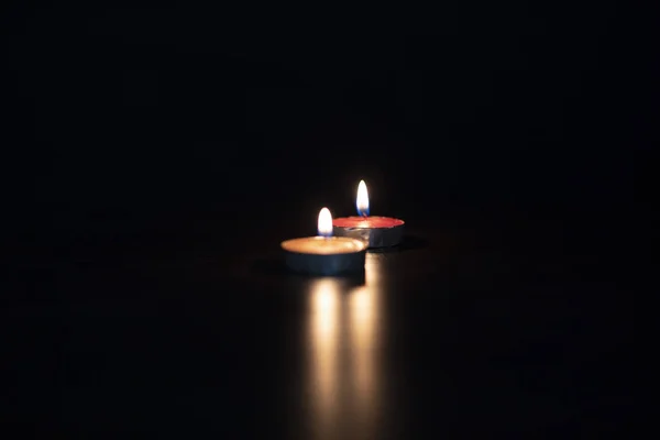 Velas Fondo Negro Juego Luces Enfoque — 图库照片