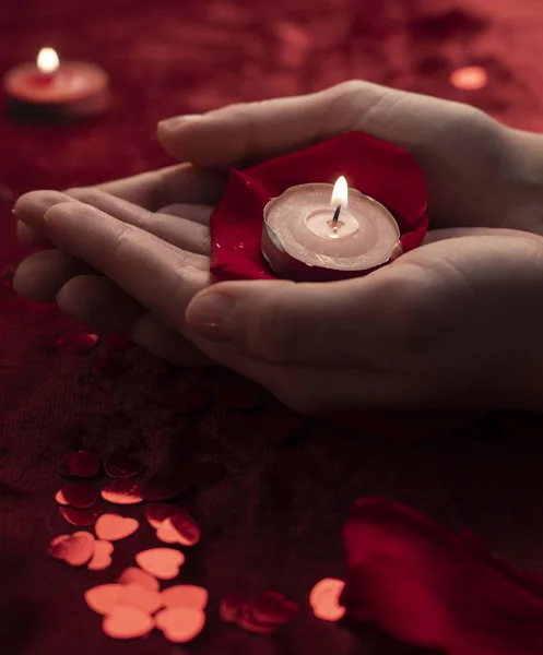 Detalles Románticos Fondo Rojo — Foto de Stock