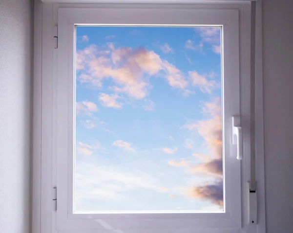 white window house with nice background clouds