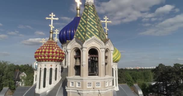 Tempel van Prins Igor van de Chernigov in Peredelkino antenne — Stockvideo