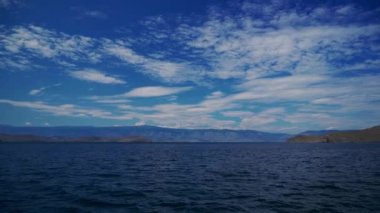 Ferries run between the mainland and the island Olkhon in Baikal. Ferry crossing to Olkhon Island.