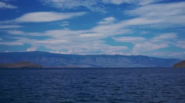 Ferries run between the mainland and the island Olkhon in Baikal. Ferry crossing to Olkhon Island.